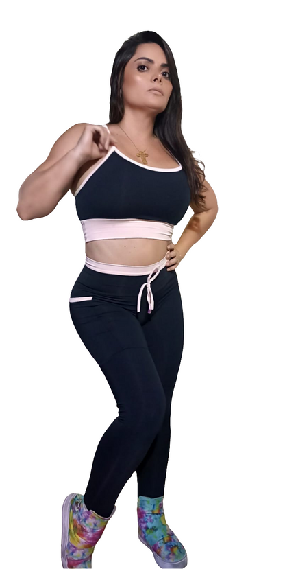 Conjunto legging meril liso em Poliamida com bolso